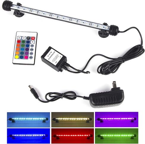 Aquarium Lights RGB Fish Tank Lights Underwater LED IP68 Waterproof Submersible Remote Control Aquarium Lid Hang Lights Color Changing Small Fish Aquarium Tank Waterfall Lighting, 7.5 inch in Kuwait