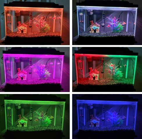 Aquarium Lights RGB Fish Tank Lights Underwater LED IP68 Waterproof Submersible Remote Control Aquarium Lid Hang Lights Color Changing Small Fish Aquarium Tank Waterfall Lighting, 7.5 inch in Kuwait