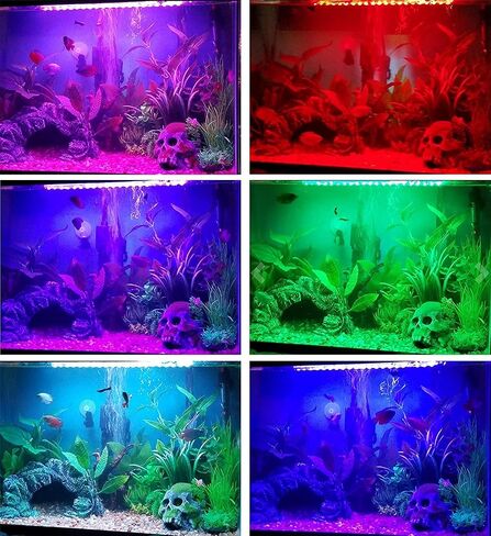 Aquarium Lights RGB Fish Tank Lights Underwater LED IP68 Waterproof Submersible Remote Control Aquarium Lid Hang Lights Color Changing Small Fish Aquarium Tank Waterfall Lighting, 7.5 inch in Kuwait