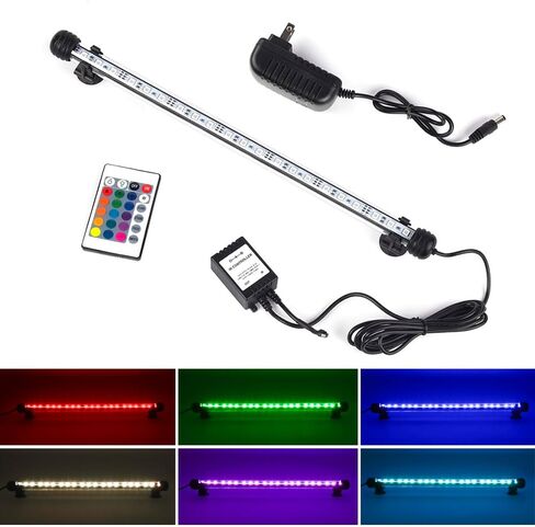 Aquarium Lights RGB Fish Tank Lights Underwater LED IP68 Waterproof Submersible Remote Control Aquarium Lid Hang Lights Color Changing Small Fish Aquarium Tank Waterfall Lighting, 7.5 inch in Kuwait
