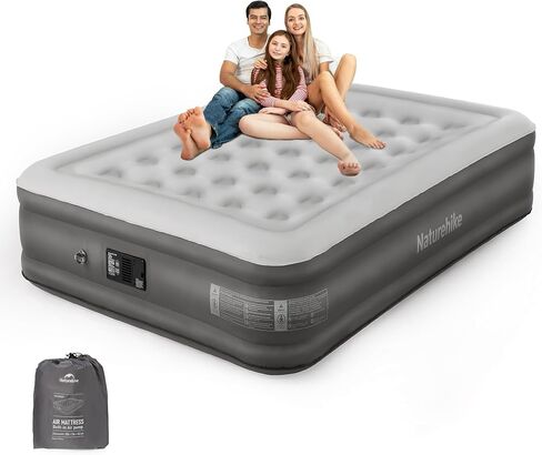 Naturehike Luxury King Size Air Mattress with Electric Built-in Pump, 79 * 71in Extra Wide Inflatable Mattress for Home, Camping, Guests, Travel, Formaldehyde- Free, Morning View Series in Saudi Arabia
