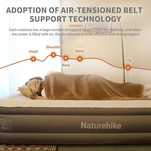 Naturehike Luxury King Size Air Mattress with Electric Built-in Pump, 79 * 71in Extra Wide Inflatable Mattress for Home, Camping, Guests, Travel, Formaldehyde- Free, Morning View Series in Saudi Arabia