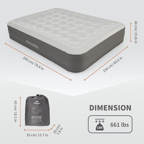 Naturehike Luxury King Size Air Mattress with Electric Built-in Pump, 79 * 71in Extra Wide Inflatable Mattress for Home, Camping, Guests, Travel, Formaldehyde- Free, Morning View Series in Saudi Arabia