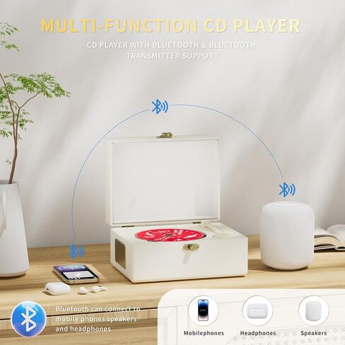 مشغل أقراص مضغوطة Time Music Box مع مكبرات صوت؛ جهاز إرسال بلوتوث؛ هدية المهرجان؛ مشغل بي جي إم لديكور المنزل (برتقالي) in Saudi Arabia