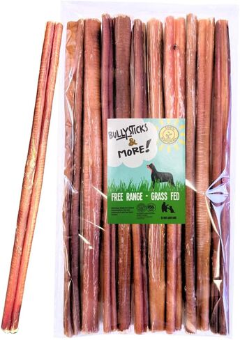 BULLYSTICKS & MORE 6 Inch Bully Sticks (Jumbo/Thick - 12 Count) | Bully Sticks for Large Dogs | 100% Grass Fed Beef | Dog Parents Choice Bully Stick Dog Chews | No Hide Bully Bones for Dogs in Kuwait