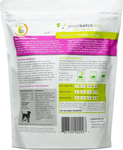 Smallbatch Pets نظام غذائي خام ممتاز مجفف بالتجميد للكلاب، 25 أونصة، وصفة دجاج، حقيبة كبيرة، صنع في الولايات المتحدة الأمريكية، منتجات عضوية، لحم مرفوع بطريقة إنسانية، فطائر مرطّبة ومفيدة، صحية وصحية in Kuwait