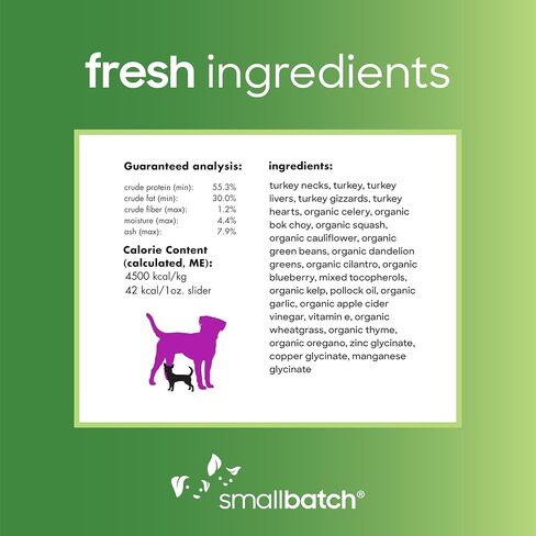 Smallbatch Pets نظام غذائي خام ممتاز مجفف بالتجميد للكلاب، 25 أونصة، وصفة دجاج، حقيبة كبيرة، صنع في الولايات المتحدة الأمريكية، منتجات عضوية، لحم مرفوع بطريقة إنسانية، فطائر مرطّبة ومفيدة، صحية وصحية in Kuwait