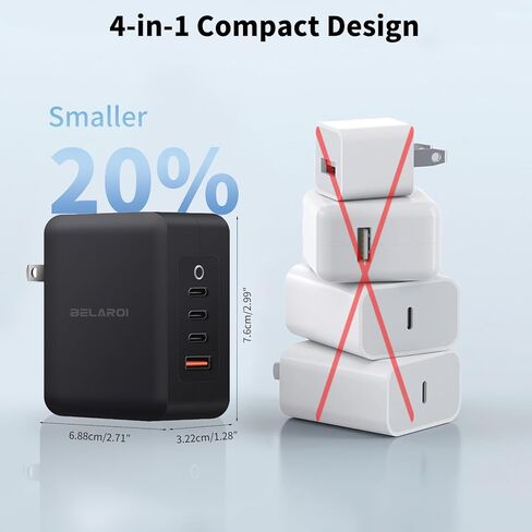 140W USB C Block Charger Charger ، PD 3.1 4-PORT GAN ACRGER ، 140 و WALLABLE CHARGE FARCHATION ، حجم صغير ووزن خفيف لأجهزة iPhone و Galaxy و iPad والمزيد (أسود) in Kuwait