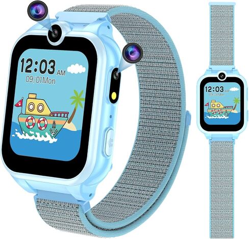 Kids Smart Watch Girls Boys, Gifts for 4-10 Years Old Dual Camera Touchscreen Smart Watch for Kids with 18 Games Music Video Player Alarm Clock Flashlight Educational Toys Toddles Birthday Gifts in Saudi Arabia