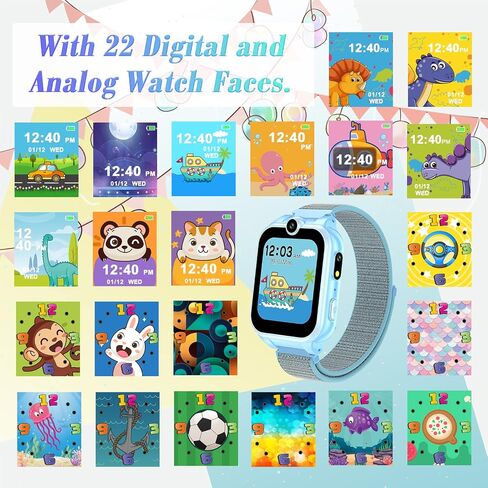 Kids Smart Watch Girls Boys, Gifts for 4-10 Years Old Dual Camera Touchscreen Smart Watch for Kids with 18 Games Music Video Player Alarm Clock Flashlight Educational Toys Toddles Birthday Gifts in Saudi Arabia