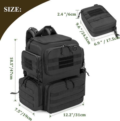 DSLEAF Tactical Pistol Backpack with 3 Pistol Cases for 6 Handguns, Gun Backpack with 13x Magazine Slots for Shooting and Hunting in Saudi Arabia