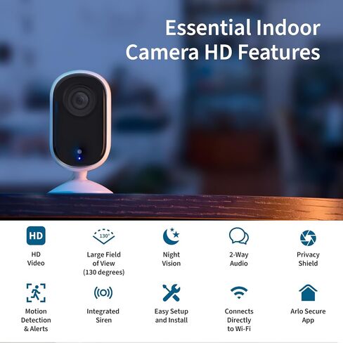 Arlo Camera Camera HD | داخلي فقط | 2nd Gen | كاميرا الحيوانات الأليفة ورصد الطفل | درع الخصوصية السلكية ، ودرع ، وصوت ثنائي الاتجاه ، والرؤية الليلية ، والبث المباشر ، وتنبيهات الحركة ، والإشعارات | أبيض 1 كاميرا in Saudi Arabia