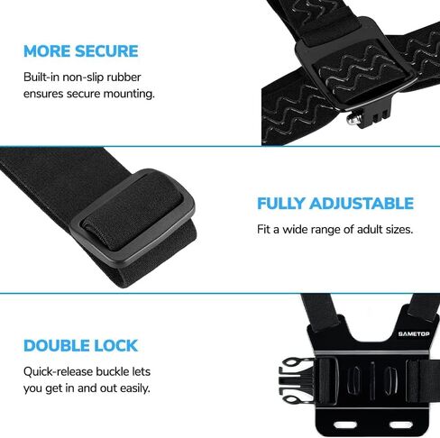 acuvar head mount mount strap mount harness chesty chesty متوافق مع GoPro Hero 13 ، 12 ، 11 ، 10 ، 9 ، 8 ، 7 ، 6 ، 5 ، 4 ، جلسة ، 3+ ، 3 ، 2 ، 1 ، Hero (2018) ، Fusion ، Max ، DJI Osmo Action Cameras in Kuwait