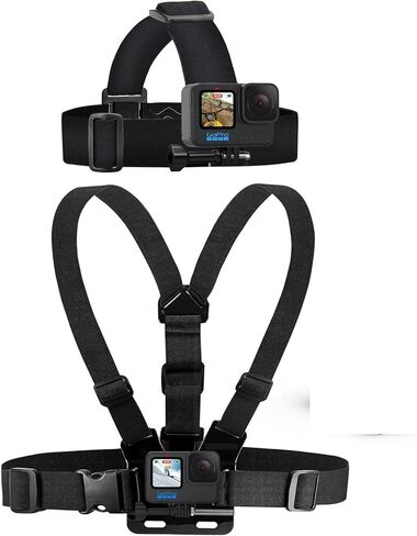Acuvar Head Mount Strap Chest Mount Harness Chesty Compatible with GoPro Hero 13, 12, 11, 10, 9, 8, 7, 6, 5, 4, Session, 3+, 3, 2, 1, Hero (2018), Fusion, Max, DJI Osmo Action Cameras in Kuwait