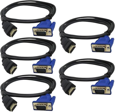 2025 Updated HDMI Male to VGA Male Connection Cable 1080P Video Converter Adapter Cable for PC DVD Player 1080P HDTV, 6 Feet, Gold-Plated in Saudi Arabia