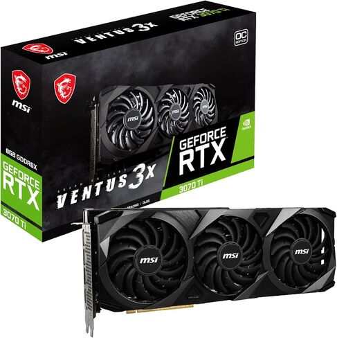 MSI GeForce RTX 3070 TI Ventus 3x 8G OC Gaming Graphics Card - 8GB GDDR6X ، 1800 MHz ، PCI Express Gen 4 ، 256 Bit ، 3x DP V 1.4A ، HDMI 2.1 (يدعم 4K) in Saudi Arabia