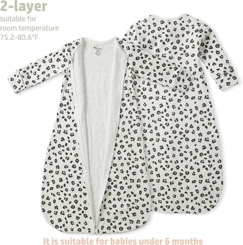 100% Cotton Newborn Wearable Blanket Long Sleeves Swaddle Transition Sack Light Weight TOG 0.5 for Unisex Infant in Kuwait