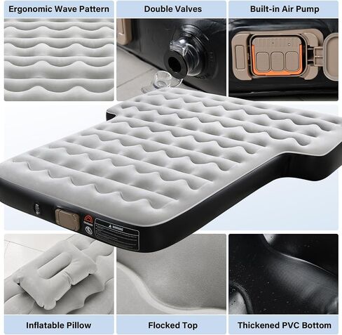 Coverado Tesla Model Y Air Mattress, One Click Self Inflating Tesla Y Sleeping Pad, Wireless Pump & Light Function, 4.5" Thick Comfort Flocking Model Y Air Bed, Tesla Model Y Mattress Fit 2020-2026 in Kuwait