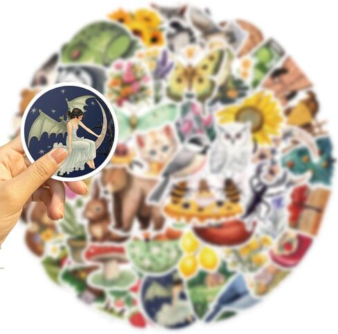 Mystical Forest Stickers – 50PCS Vinyl Decals with Woodland Animals, Nature Aesthetic for Scrapbooking, Journaling, Laptop, Water Bottle in Saudi Arabia