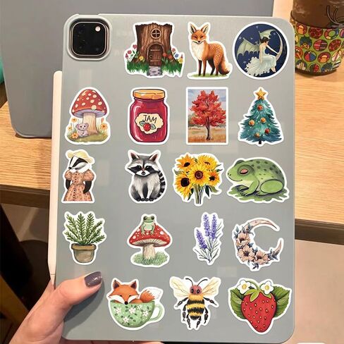 Mystical Forest Stickers – 50PCS Vinyl Decals with Woodland Animals, Nature Aesthetic for Scrapbooking, Journaling, Laptop, Water Bottle in Saudi Arabia