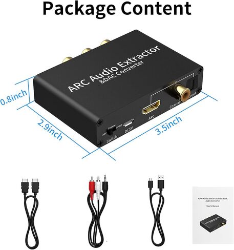 مستخرج صوت HDMI ARC، محول صوت DAC 192 كيلو هرتز، مع مخرج مقبس سماعة رأس 3.5 مم، لواجهة HDMI/ARC لتحويل إشارة الصوت الرقمية المحورية البصرية أو SPDIF in Saudi Arabia