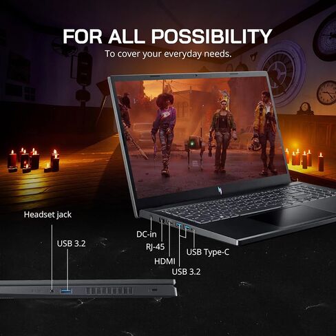 Acer Nitro V 15 15.6 "FHD IPS 144Hz Gaming Captop ، Intel I9-13900H ، 32GB DDR5 ، 1TB SSD ، Geforce RTX 4060 8GB GDDR6 ، لوحة مفاتيح خلفية ، Wi-Fi 6 ، ورب 11 Pro ، Black ، 256Gb Docking Set Set Set in Kuwait