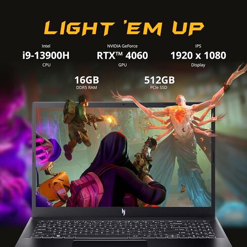 Acer Nitro V 15 15.6 "FHD IPS 144Hz Gaming Captop ، Intel I9-13900H ، 32GB DDR5 ، 1TB SSD ، Geforce RTX 4060 8GB GDDR6 ، لوحة مفاتيح خلفية ، Wi-Fi 6 ، ورب 11 Pro ، Black ، 256Gb Docking Set Set Set in Kuwait