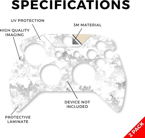 Glossy Glitter Skin Compatible with Microsoft Xbox One Controller (2 Pack) - Viper Snow - Premium 3M Vinyl Protective Wrap Decal Cover - Easy to Apply | Crafted in The USA by MightySkins in Saudi Arabia