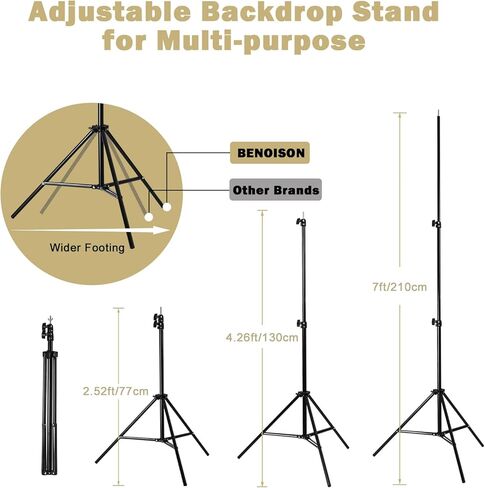 Backdrop Stand - 10 × 7 قدم (WXH) استوديو صور قابلة للتعديل مع مجموعة دعم مع 4 أشرطة عابرة ، 8 مقاطع ، 2 أكواب مائية وحقيبة للحفلات والأحداث الزخرفية والزفاف والتصوير الفوتوغرافي in Kuwait