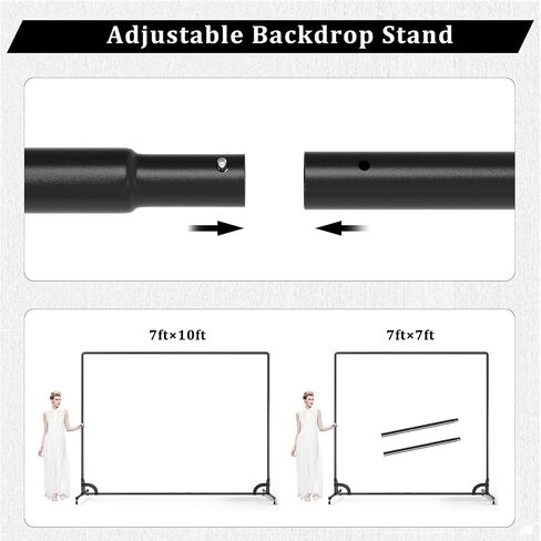 Backdrop Stand with Wheels & Backdrop-خلفية 10 × 7 قدمًا (WXH) بالأبيض والأسود (2 في 1) مع حامل ، موقف خلفي متحرك مع شاشة أبيض أسود للتصوير الفوتوغرافي استوديو للتصوير الفوتوغرافي in Kuwait