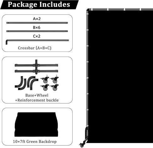 Backdrop Stand with Wheels & Backdrop-خلفية 10 × 7 قدمًا (WXH) بالأبيض والأسود (2 في 1) مع حامل ، موقف خلفي متحرك مع شاشة أبيض أسود للتصوير الفوتوغرافي استوديو للتصوير الفوتوغرافي in Kuwait