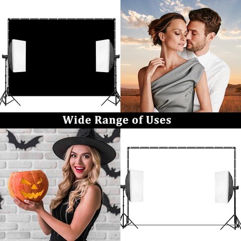 Backdrop Stand with Wheels & Backdrop-خلفية 10 × 7 قدمًا (WXH) بالأبيض والأسود (2 في 1) مع حامل ، موقف خلفي متحرك مع شاشة أبيض أسود للتصوير الفوتوغرافي استوديو للتصوير الفوتوغرافي in Kuwait
