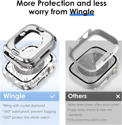 حزمة من 6 قطع من Wingle لحافظة ساعة Apple مقاس 40 مم سلسلة SE 6 5 4 مع واقي شاشة، أكثر من 200 قطعة من الكريستال الماسي اللامع لساعة Apple Watch مع واقي زجاجي مقوى للنساء iWatch 6 5 4 40 مم in Kuwait