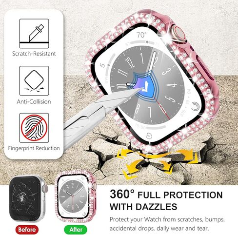 حزمة من 6 قطع من Wingle لحافظة ساعة Apple مقاس 40 مم سلسلة SE 6 5 4 مع واقي شاشة، أكثر من 200 قطعة من الكريستال الماسي اللامع لساعة Apple Watch مع واقي زجاجي مقوى للنساء iWatch 6 5 4 40 مم in Kuwait