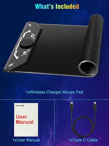 Gaming Mouse Pad, Magnetic Wireless Charging Mouse Pad Gaming, 35"x15.8" Large RGB Desk Mat for Laptop/Keyboard, 24 Light Effects, Non-Slip Base, Waterproof Ultra-Smooth Surface, with Adapter, Black in Kuwait