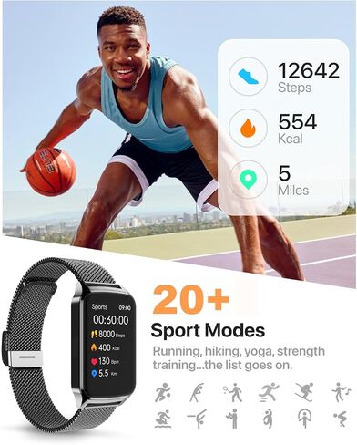 Smart Watch Fitness Tracker with 24/7 Sleep Monitor, 110+ Sports Modes, Step Calorie Counter Pedometer IP68 Waterproof (Beige, 1.57) in Saudi Arabia