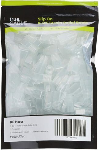 حذاء تخفيف الضغط من trueCABLE RJ45، غطاء قابس PVC سهل الارتداء مقاس 8.0 مم، شفاف، 100 قطعة in Kuwait