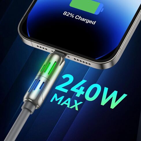White Cat 4 in 1 Charging Cable,240W Chubby USB C Cable with Breathing Light, USB A/C to C/L Multi Charging Cable Fast Charging for iPhone,Pro Max MacBook, iPad Pro Air, SamSungS24, 4FT 2PC in Saudi Arabia