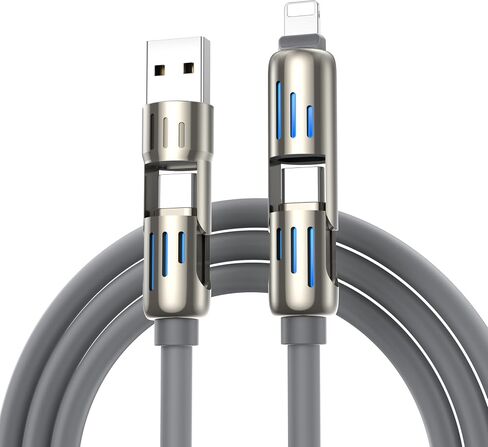 White Cat 4 in 1 Charging Cable,240W Chubby USB C Cable with Breathing Light, USB A/C to C/L Multi Charging Cable Fast Charging for iPhone,Pro Max MacBook, iPad Pro Air, SamSungS24, 4FT 2PC in Saudi Arabia