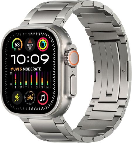 Hitzee Premium Titanium Band متوافق مع Apple Watch Band 49mm 46mm 45mm 44mm 42mm ، فرقة التيتانيوم مريحة للرجال لـ Apple Watch Ultra 2/Ultra 49mm Series 10 9 8 7 SE 6 5 4 3 2 1 ، Titanium in Kuwait