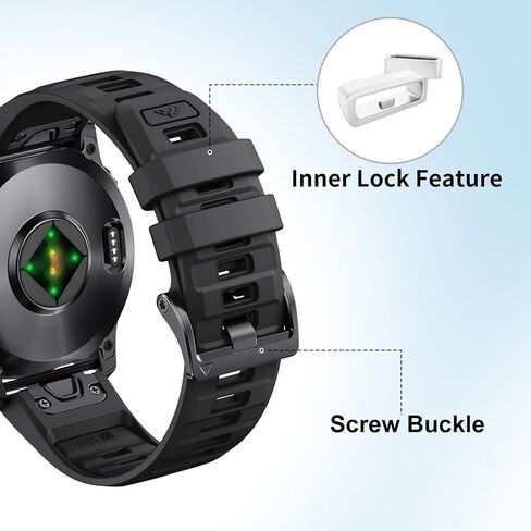 26mm QuickFit Silicone Watch Band for Garmin Fenix 8 51mm/7X Pro/6X/5X Plus/Tactix Delta/Epix Pro 51mm - Durable Replacement Strap Compatible with Fenix 3/5X/6X Pro/7X Pro Smartwatches in Saudi Arabia