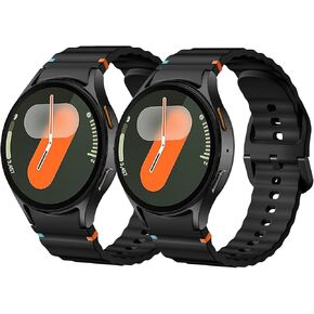 2 Pack Waterproof Bands Compatible with Samsung Galaxy Watch 7 Band 40mm 44mm, No Gap Soft Sports Replacement Wristbands for Women Men
