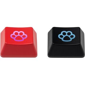2Pcs Ctrl Keycaps, Backlit Cat Paw Keycaps, 1.25u DIY Personality Custom Cute Keycap, Shine Through Anime Keycap Replacement Key Gift for MX Switch Mechanical Gaming Keyboard(Red,Black)