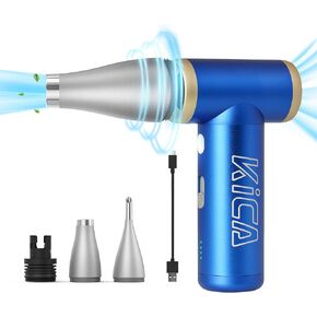 Compressed Air Duster-KiCA JetFan 2S Electric Air Duster,117000 RPM Rechargeable Cordless Air Blower for Cleaning Keyboard&PC, Jet Dry Duster with New Extreme Mode, Metal Shell-Green