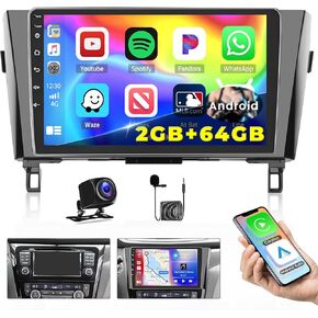 [2+64G] Inefala for Nissan Rogue X-Trail Qashqai 2014-2018 Android Car Radio Stereo with Wireless Carplay Android Auto, 10.1 Inch Touchscreen with GPS WiFi Bluetooth FM/RDS EQ SWC Canbus Backup Camera