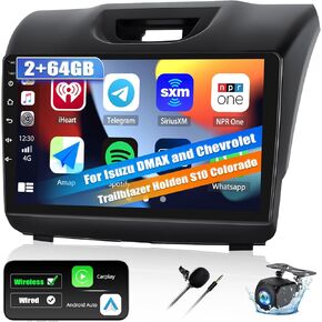 [2+64G] Android 13 Car Stereo for Isuzu DMAX and Chevrolet Trailblazer Holden S10 Colorado 2015-2018 with Carplay&Android Auto,9'' Car Radio with Mirror Link,BT,FM/RDS,WiFi,GPS,SWC+AHD Backup Camera