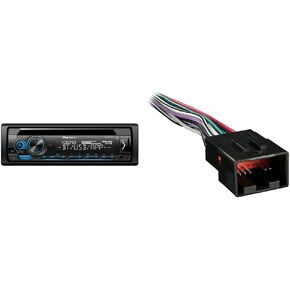 Pioneer DEH-S4220BT Single-Din Bluetooth CD Receiver with USB/AUX Inputs & Metra 70-1771 Radio Wiring Harness for Ford/Lincoln/Mazda 1998-Up into Car, 16 Pin