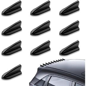 10 PCS Automotive Shark Fin Antenna Kit, Rear Bumper Bumper Splitter, GM Sticky Spoiler Roof Air Vortex Decorative Antenna (Carbon Black)