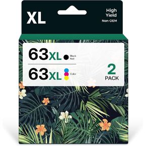 Remanufactured 63XL Ink Cartridge Replacement for Office Jet 3830 4650 4655 5255 5258 5200 Envy 4510 4520 Desk Jet 1110 3630 (Black, Tri-Color, 2-Pack)