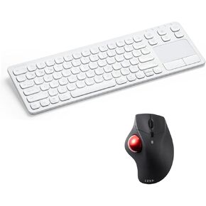 SANWA Bluetooth Trackball Mouse + 3-Device Bluetooth Keyboard with Touchpad set, Programmable Silent Rollerball Mice, 20 Shortcuts, Pantograph Keys Keyboard, Compatible with Mac, Windows, Laptop, iOS,